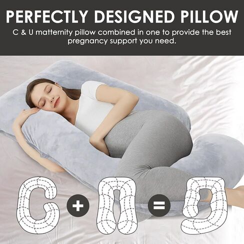 Stone & Black Home Pregnancy Pillow for Sleeping- Providing Extreme Comfort, Support, and Tranquility - Ensuring Relaxation Throughout Every Night's Rest (Cloud Gray) in Kuwait