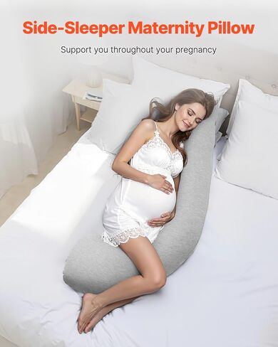 VEVOR Pregnancy Pillows for Sleeping, Adjustable Maternity Pillow for Pregnant Women, Soft Pregnancy Body Pillow with Removable & Washable Cover for Back Belly Hip Support, Lightweight and Portable in Saudi Arabia