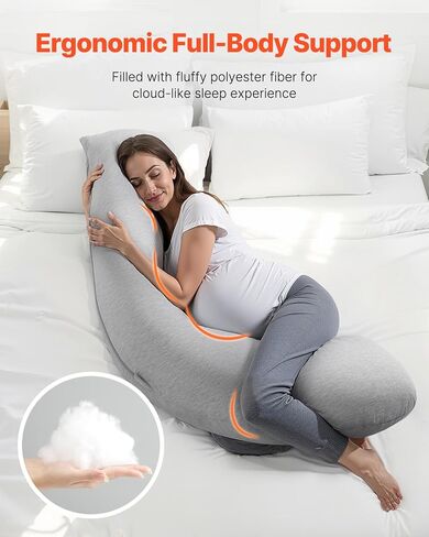 VEVOR Pregnancy Pillows for Sleeping, Adjustable Maternity Pillow for Pregnant Women, Soft Pregnancy Body Pillow with Removable & Washable Cover for Back Belly Hip Support, Lightweight and Portable in Saudi Arabia