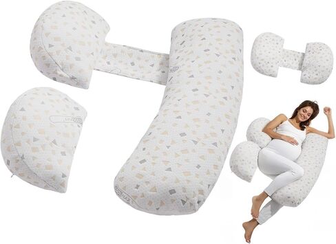 VEVOR Pregnancy Pillows for Side Sleeping, L-Shaped Maternity Pillow for Pregnant Women, Soft & Breathable Pregnancy Body Pillow with Washable Jersey Cover for Head Neck Belly Leg Support, Light Gray in Saudi Arabia