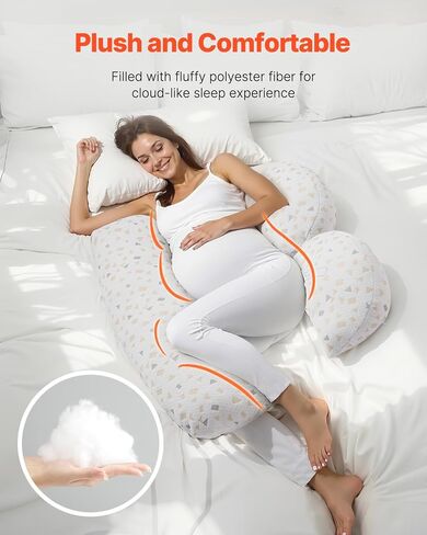 VEVOR Pregnancy Pillows for Side Sleeping, L-Shaped Maternity Pillow for Pregnant Women, Soft & Breathable Pregnancy Body Pillow with Washable Jersey Cover for Head Neck Belly Leg Support, Light Gray in Saudi Arabia