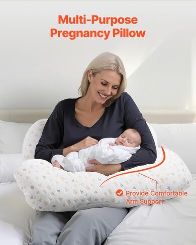 VEVOR Pregnancy Pillows for Side Sleeping, L-Shaped Maternity Pillow for Pregnant Women, Soft & Breathable Pregnancy Body Pillow with Washable Jersey Cover for Head Neck Belly Leg Support, Light Gray in Saudi Arabia