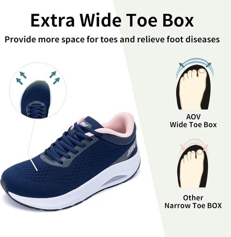 AOV Wide Toe Box Shoes Women Arch Support Walking Shoes for Thortcies Tennis Tennis Sneakers in Kuwait
