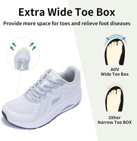 AOV Wide Toe Box Shoes Women Arch Support Walking Shoes for Thortcies Tennis Tennis Sneakers in Kuwait