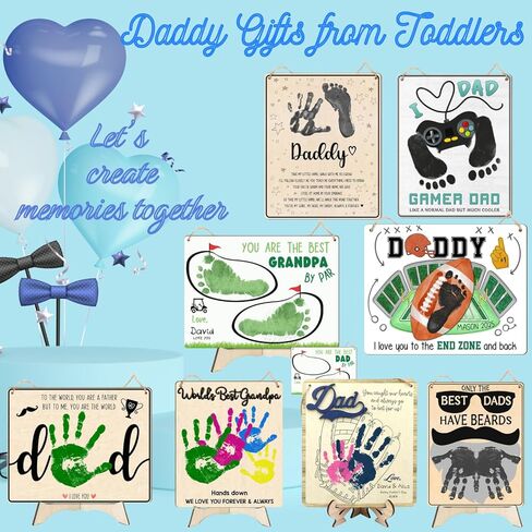 10" Hands Down Best Dad Ever Gifts Frame with Paint, Dad Keychain Birthday Father's Day Gift for Daddy, DIY Family Handprint Art Craft Plaque, Custom Wooden Sign with Kids Names for New Dad. Daddy in Kuwait