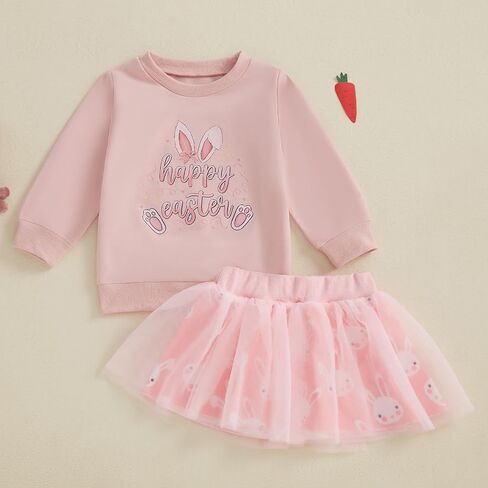 شوكة شجرة طفل تودلر الفتاة الفصح مجموعة أرنب طباعة من النوع الثقيل توتو توتو تنانير الربيع شتاء الملابس in Kuwait