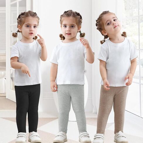 3 Pack Baby Girl Pants Soft Ribbed Leggings for Toddler Girl Newborn Cotton Bottoms Casual Playing Pull On Sweatpants in Kuwait
