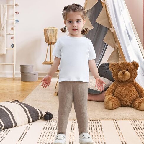 3 Pack Baby Girl Pants Soft Ribbed Leggings for Toddler Girl Newborn Cotton Bottoms Casual Playing Pull On Sweatpants in Kuwait