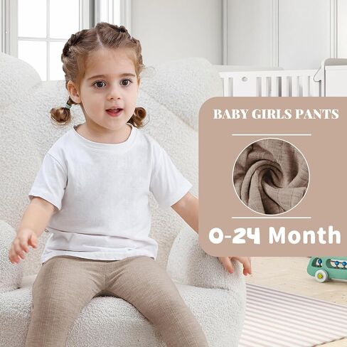 3 Pack Baby Girl Pants Soft Ribbed Leggings for Toddler Girl Newborn Cotton Bottoms Casual Playing Pull On Sweatpants in Kuwait