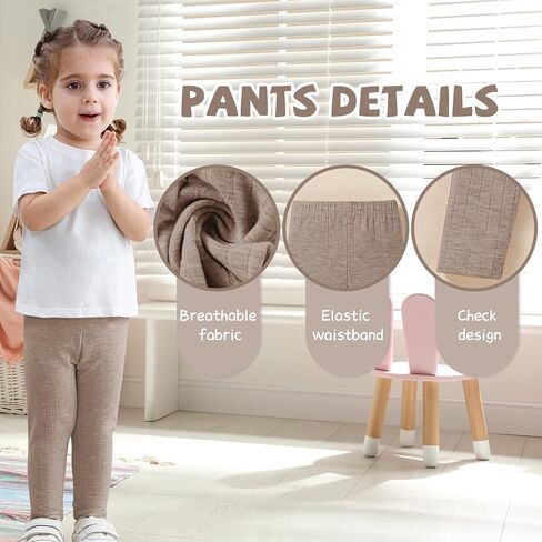 3 Pack Baby Girl Pants Soft Ribbed Leggings for Toddler Girl Newborn Cotton Bottoms Casual Playing Pull On Sweatpants in Kuwait