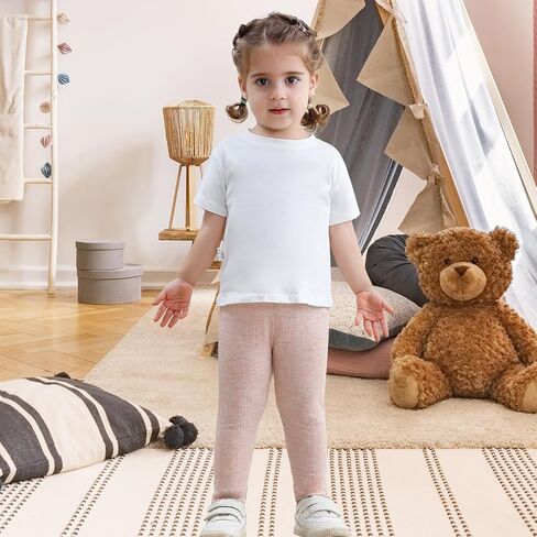 3 Pack Baby Girl Pants Soft Ribbed Leggings for Toddler Girl Newborn Cotton Bottoms Casual Playing Pull On Sweatpants in Kuwait