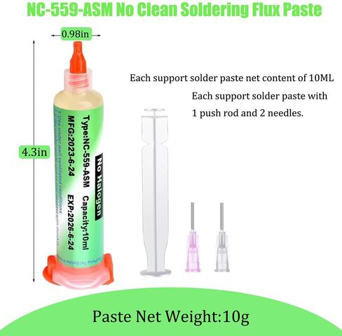 Solder Flux,NC-559-ASM No Clean Soldering Flux Paste,Lead Free Rosin Flux,10cc Tacky Soldering Flux,Soldering Liquid Flux for Electronics,For BGA,SMD,USB Socket Repairing in Saudi Arabia