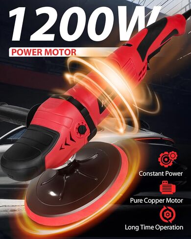 AVID POWER Car Buffer Polisher, 6 Variable Speed 1000-3500 RPM, Rotary Buffer Waxer Kit with 6-inch and 7-Inch Backing Plate, 1200W Car Polisher for Car Detailing, Polishing, Waxing in Kuwait