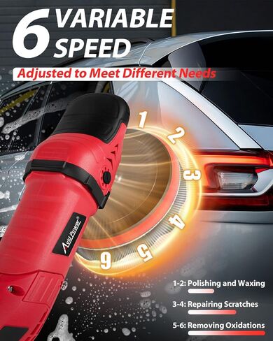 AVID POWER Car Buffer Polisher, 6 Variable Speed 1000-3500 RPM, Rotary Buffer Waxer Kit with 6-inch and 7-Inch Backing Plate, 1200W Car Polisher for Car Detailing, Polishing, Waxing in Kuwait