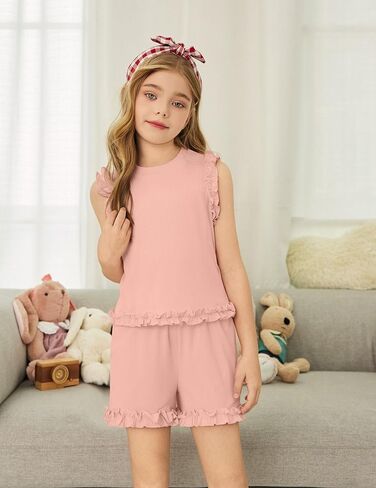 Arshiner Toddler Girls Girls Cloths مضلعة قمم متماسكة أكمامًا وأكملًا من قصر in Saudi Arabia