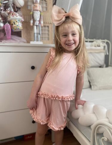 Arshiner Toddler Girls Girls Cloths مضلعة قمم متماسكة أكمامًا وأكملًا من قصر in Saudi Arabia