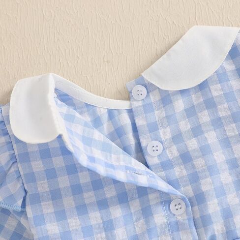 Adobabirl Infant Baby Girl Outfit Newborn Bow Bubble Romper Long Sleeve Embroidery Jumpsuit Cute Smocked Clothes in Kuwait