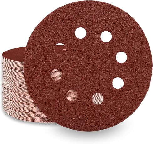 5-Inch 8-Hole Hook & Loop Sanding Discs, 50PCS - 40 Grit Sandpaper Discs, for Random Orbital Sander Pads in Saudi Arabia