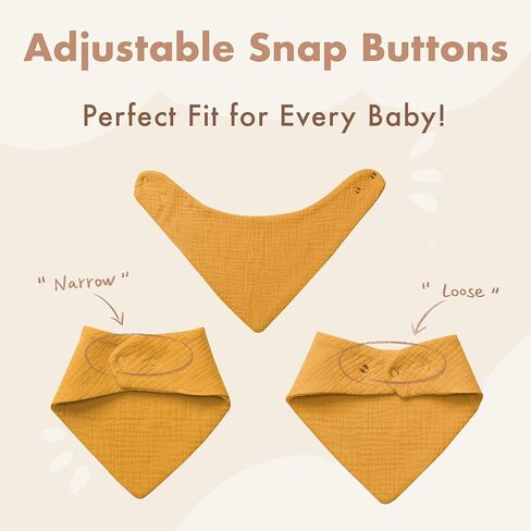 8-Pack 100% Cotton Muslin Drool Bibs - Adjustable Bandana Bibs for Babies 0-36M, Boys & Girls in Kuwait