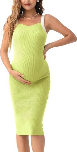 SUNNYBUY Women's Ribbed Knit Maternity Dress Summer Sleeveless Bodycon Pregnancy Dresses Casual Tank Outfits Clothes in Saudi Arabia