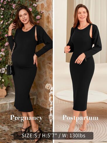 V FOR CITY Maternity Dress Sweater Two Piece Sets for Women Bodycon Dresses Tank Slit Cropped Cardigan Long Sleeve Knit in Saudi Arabia