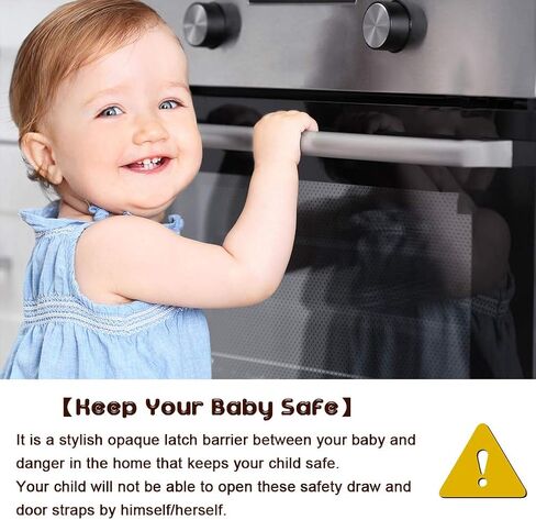 8 Pack Black Child/Baby Safety Cabinet Locks - Maveek Adjustable Strap Baby Proof Latches with No Trapped Fingers for Cupboard/Drawers/Closet/Toilet Seat/Oven and Fridge, Free 9 Extra Adhesive Pads in Kuwait