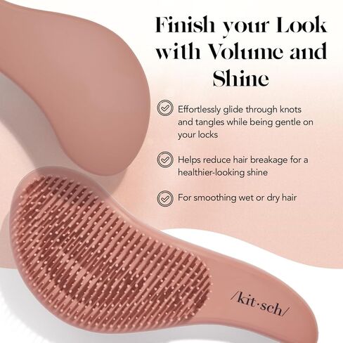 فرشاة الشعر kitsch detangler للشعر المجعد أو المستقيم ، الرطب والجاف ، فرشاة منفصلة مع شعيرات فرشاة الشعر المرنة ، فرش الشعر للنساء والرجال ، البالغين والأطفال ، للاستحمام والسفر - Terracotta in Kuwait