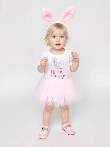 Newborn Baby Girl Easter Outfit Bunny Clothes Short Sleeve Romper+Bloomers Tutu Skirt+Headband 3Pcs Clothes Set in Saudi Arabia