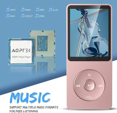 AGPTEK A02PL 64GB MP3 Player, 65 Hours Playback Music Player, Deep Blue | No Bluetooth, Lossless Sound, Supports up to 128GB in Kuwait
