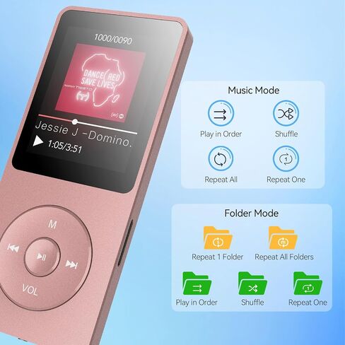 AGPTEK A02PL 64GB MP3 Player, 65 Hours Playback Music Player, Deep Blue | No Bluetooth, Lossless Sound, Supports up to 128GB in Kuwait