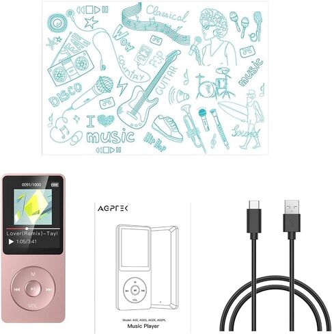 AGPTEK A02PL 64GB MP3 Player, 65 Hours Playback Music Player, Deep Blue | No Bluetooth, Lossless Sound, Supports up to 128GB in Kuwait