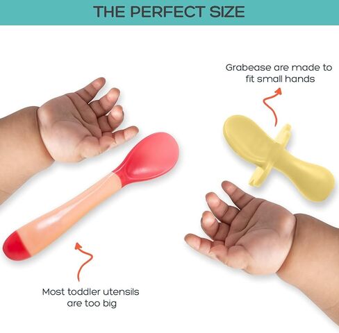 Grabease Baby Spoons Baby Lead Lead Supplies - Outensils Baby Plackons Feeding Self -Be -Free and Phthalate Frene for Baby & Toddler ، 1 مجموعة البحرية - شوكات الأطفال والملاعق الصغار - ملاعق Blw للأطفال in Kuwait
