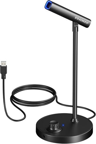Aokeo Gaming Microphone, USB Computer Microphone for PC, Mac, PS4/5, Condenser Podcast Mic for Studio Recording, for Streaming Podcast YouTube, with Led Light in Saudi Arabia