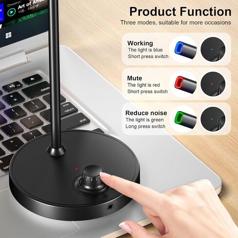 Aokeo Gaming Microphone, USB Computer Microphone for PC, Mac, PS4/5, Condenser Podcast Mic for Studio Recording, for Streaming Podcast YouTube, with Led Light in Saudi Arabia