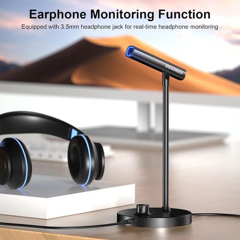 Aokeo Gaming Microphone, USB Computer Microphone for PC, Mac, PS4/5, Condenser Podcast Mic for Studio Recording, for Streaming Podcast YouTube, with Led Light in Saudi Arabia
