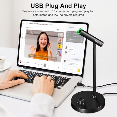 Aokeo Gaming Microphone, USB Computer Microphone for PC, Mac, PS4/5, Condenser Podcast Mic for Studio Recording, for Streaming Podcast YouTube, with Led Light in Saudi Arabia