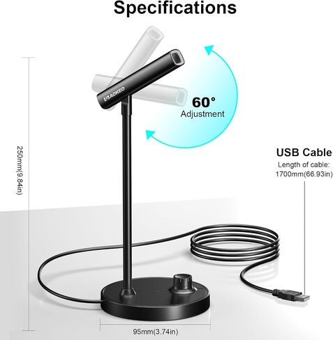 Aokeo Gaming Microphone, USB Computer Microphone for PC, Mac, PS4/5, Condenser Podcast Mic for Studio Recording, for Streaming Podcast YouTube, with Led Light in Saudi Arabia
