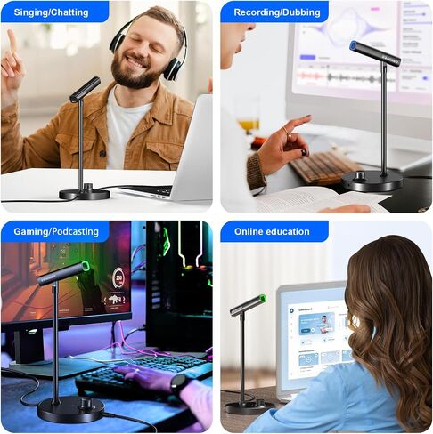 Aokeo Gaming Microphone, USB Computer Microphone for PC, Mac, PS4/5, Condenser Podcast Mic for Studio Recording, for Streaming Podcast YouTube, with Led Light in Saudi Arabia
