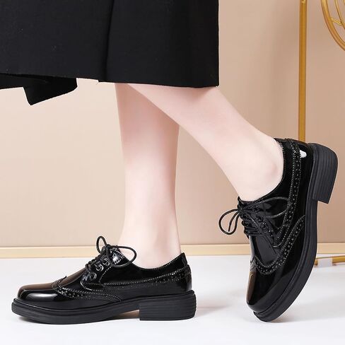 أحذية Okj Oxford للنساء ، والنساء الأسود Oxford Shoes Platform Women's Oxfords مريحة زلاجة متآكلة in Kuwait