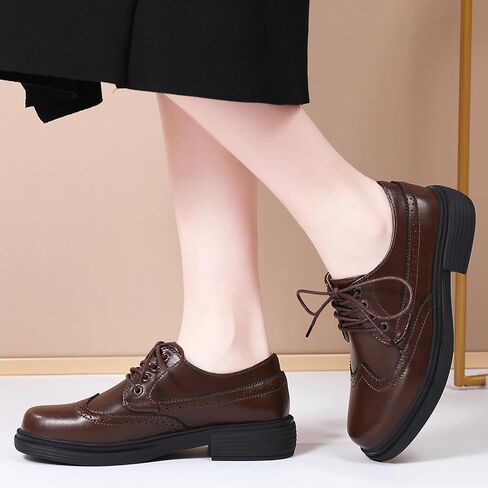 أحذية Okj Oxford للنساء ، والنساء الأسود Oxford Shoes Platform Women's Oxfords مريحة زلاجة متآكلة in Kuwait