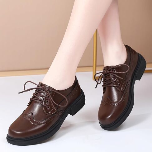 أحذية Okj Oxford للنساء ، والنساء الأسود Oxford Shoes Platform Women's Oxfords مريحة زلاجة متآكلة in Kuwait