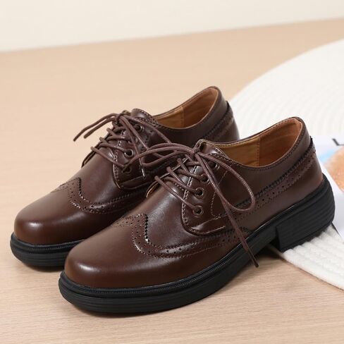 أحذية Okj Oxford للنساء ، والنساء الأسود Oxford Shoes Platform Women's Oxfords مريحة زلاجة متآكلة in Kuwait