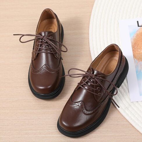 أحذية Okj Oxford للنساء ، والنساء الأسود Oxford Shoes Platform Women's Oxfords مريحة زلاجة متآكلة in Kuwait