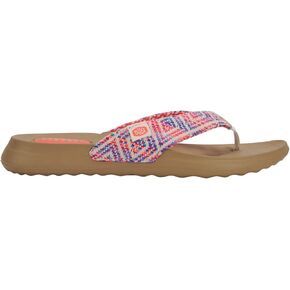 HEYDUDE Christi Flip Surf Baja Blue/Pink/Multi Size 5, Women’s Sandals, women's flip flops, Comfortable & Light-Weight