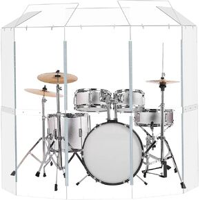 Portable Drum Shield (4 panels with deflectors). 4 panels, 2ft x 5ft. Acrylic with stainless steel hinges and deflectors. Suitable for practice and performance.