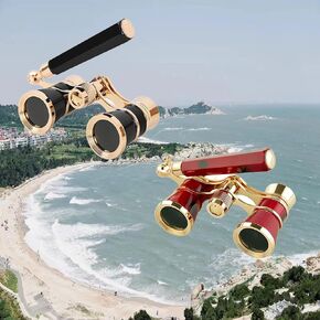 Yourelexit® Opera Glasses Binoculars Lorgnette Theater Optical Glasses Mini Compact Lightweight Built-in Foldable Adjustable Handle with Chain Vintage for Adults Kids Women in Musical Concert Cinema