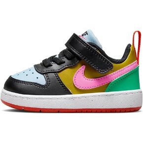 Nike Court Borough Low Recraft Baby/Toddler Shoes (DV5458-004, Black/Bronzine/Light Armory Blue/Playful Pink) Size 3