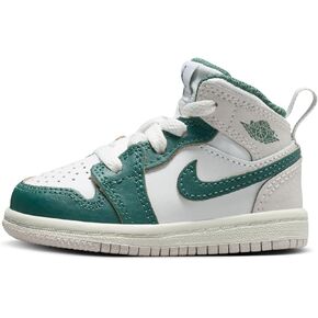 Jordan 1 Mid SE Baby/Toddler Shoes (FQ8086-103, White/Sail/Neutral Grey/Oxidized Green) Size 5