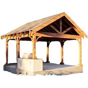 15’x16’ Cedar Canopy DIY Plans – Includes Post Layout, Elevations, 3D Views, Roof Framing