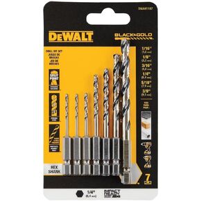 Dewalt Black & Gold Impact Ready Metal Drill Bit Set 7Pc